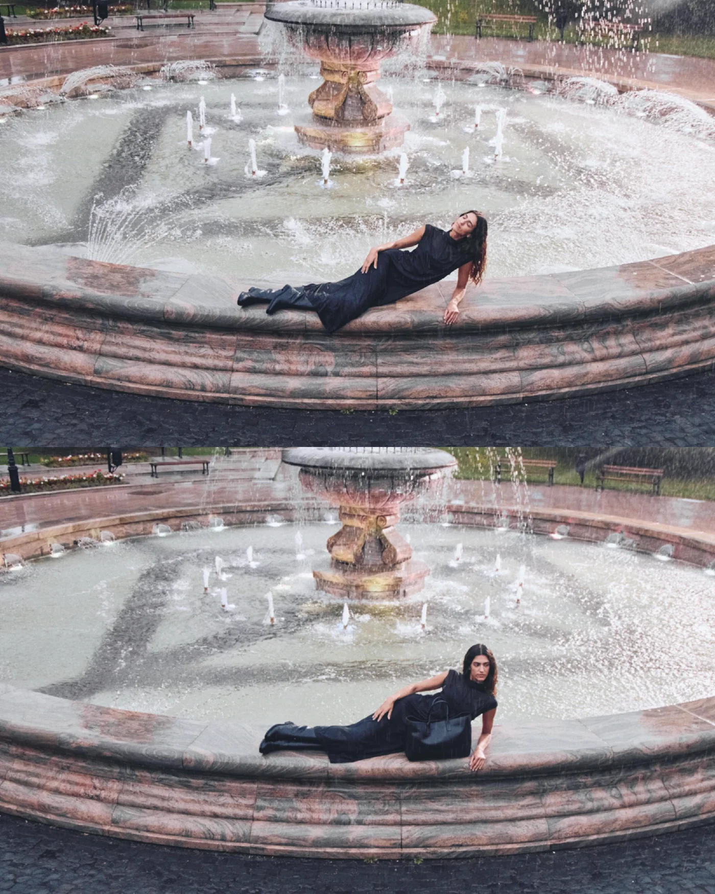 A moment by the fountain
